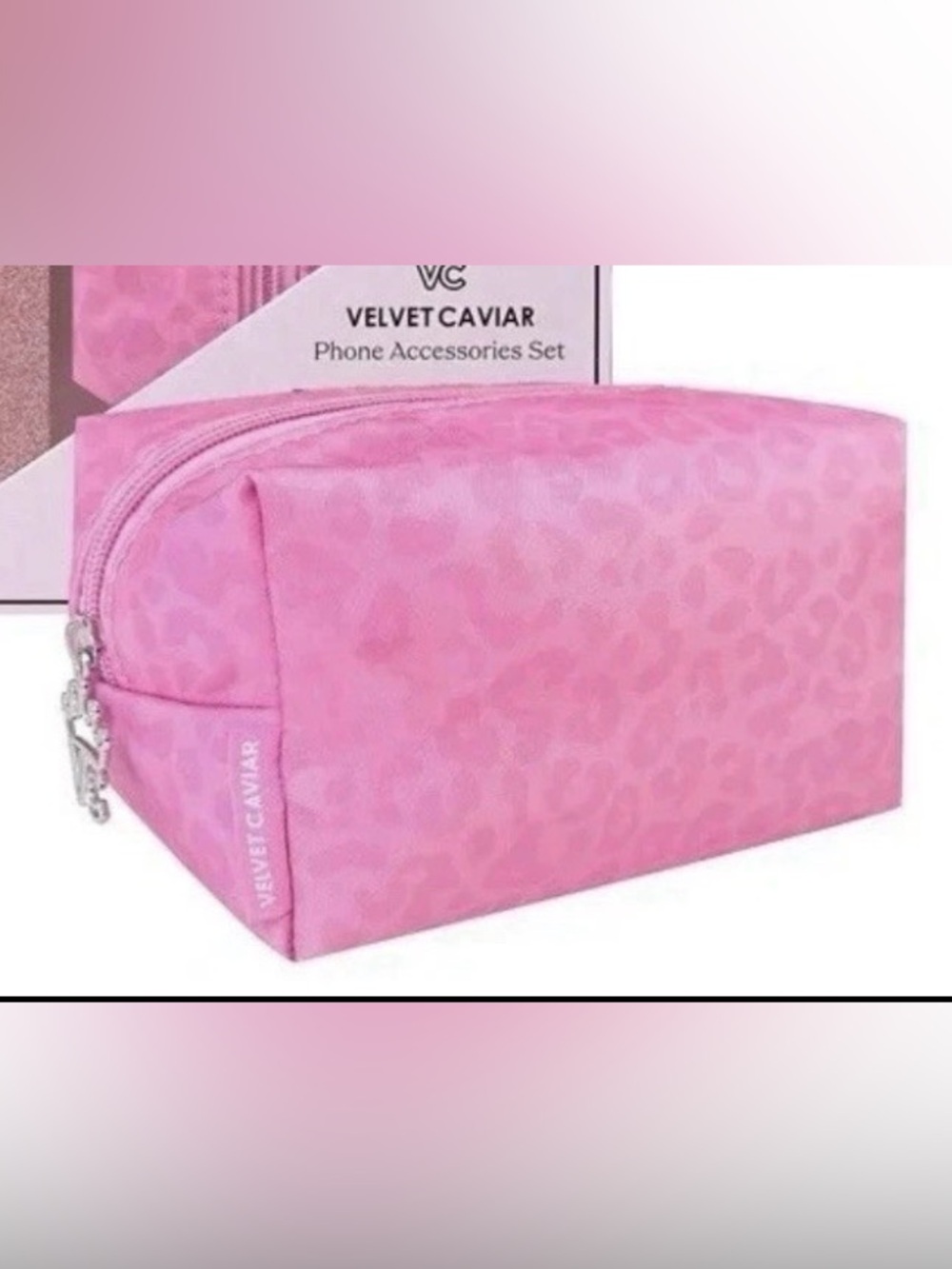 Velvet Caviar Pink Leopard Print Cosmetic Pouch